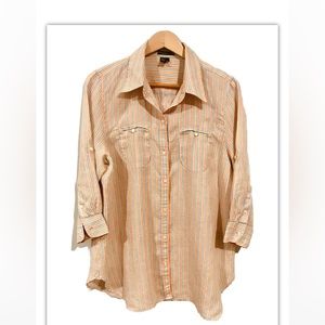 Lauren Jeans Company 100% Linen Womens Button Down Tunic Size XL